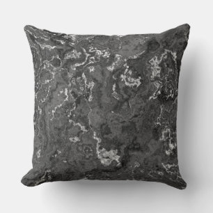 Coussin Marbre noir, blanc et gris abstrait
