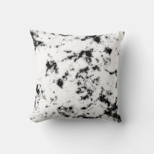 Coussin Marbre Noir Blanc Peinture Éclaboussure Abstraite