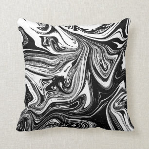Coussin Marbre noir blanc tourbillonnant élégant chic tend