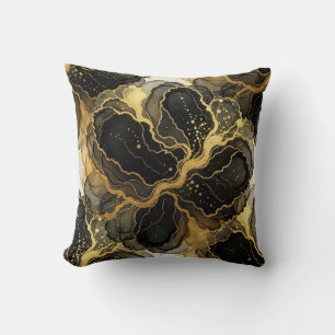 Coussin Marbre Noir et Blanc + Luxe Or