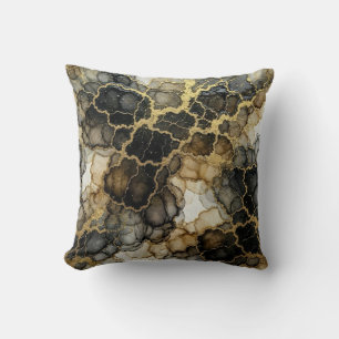 Coussin Marbre Noir et Blanc + Luxe Or