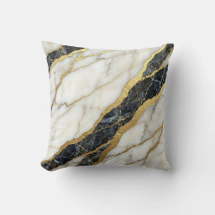 Coussin Marbre Noir et Blanc + Luxe Or 