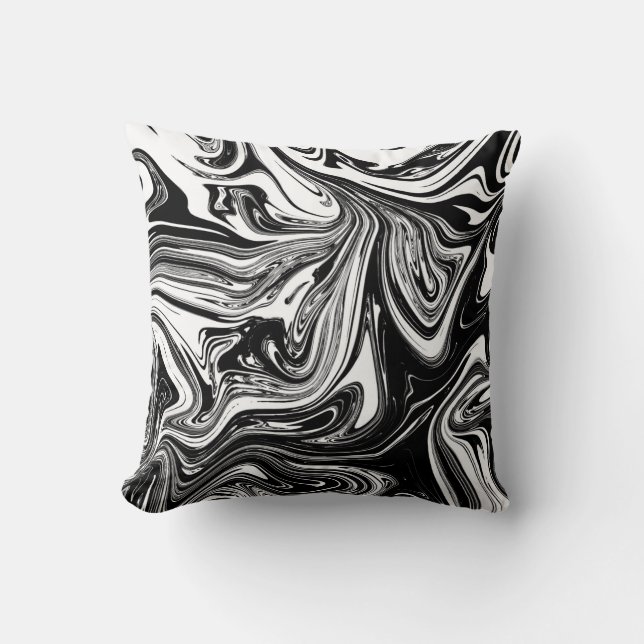 Coussin Marbre noir et blanc tourbillonnant élégant chic t (Recto)