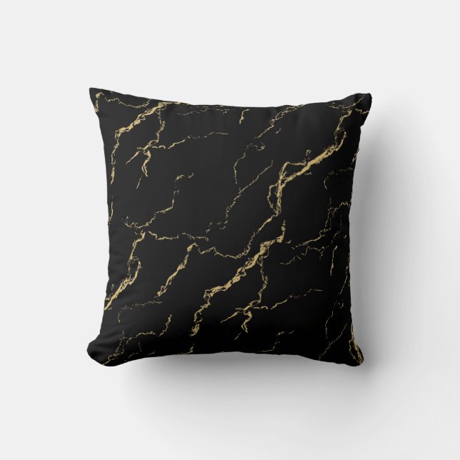Coussin Marbre noir et or (Recto)