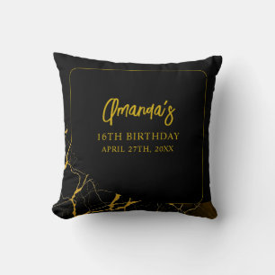 Coussin Marbre noir et or Gratuit 16 Anniversaire