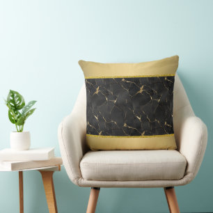 Coussin Marbre noir et or Luxe