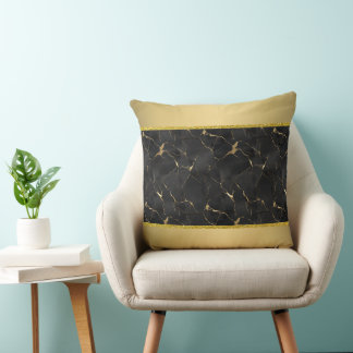 Coussin Marbre noir et or Luxe 