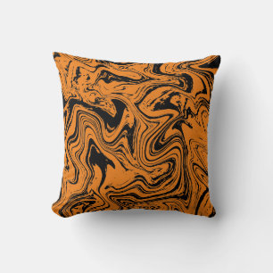 Coussin Marbre noir orange élégant
