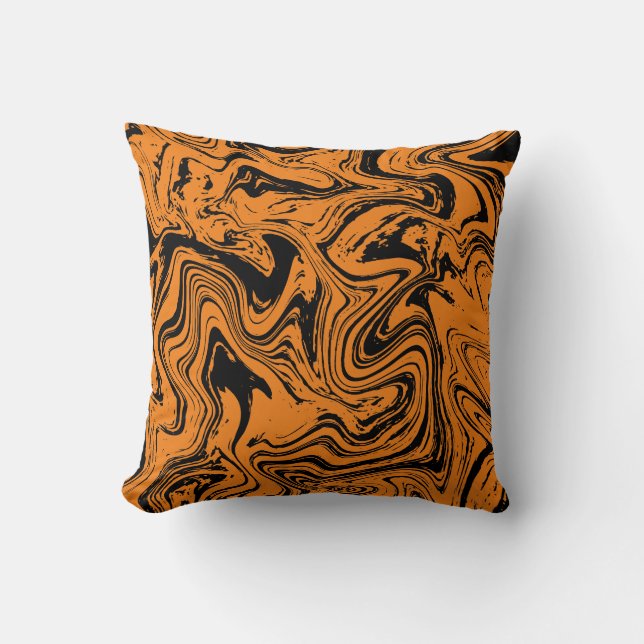 Coussin Marbre noir orange élégant (Recto)