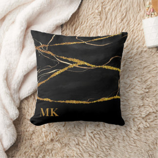 Coussin Marbre noir Parties scintillant or