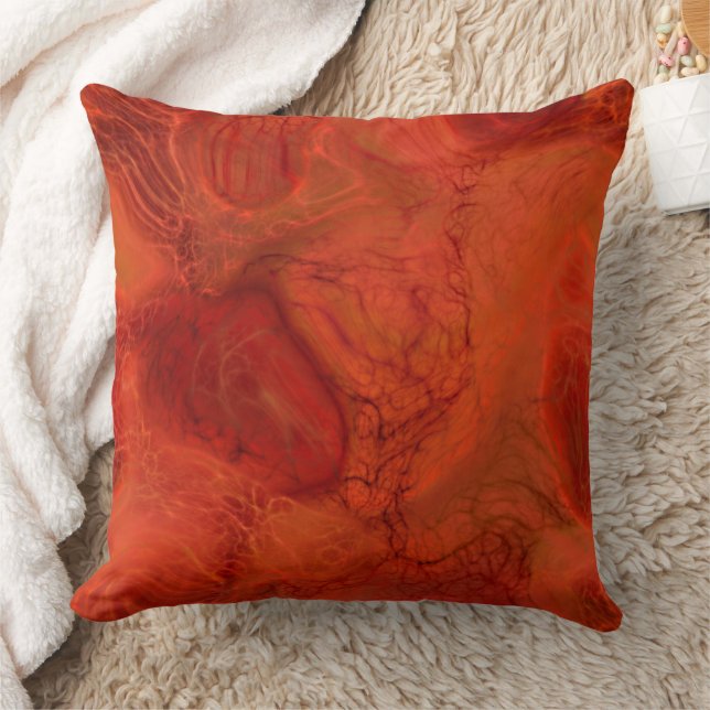 Coussin marbre orange et rouge abstrait (Couverture)