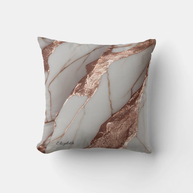 Coussin Marbre Pailleté Cuivre Tendance (Recto)