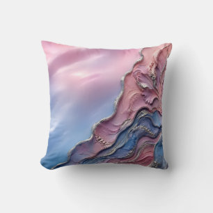 Coussin Marbre pastel rose bleu décoration féminine douce