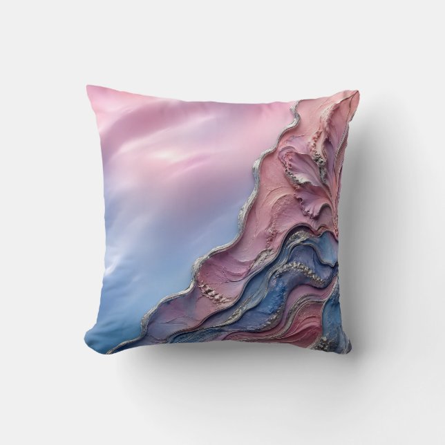 Coussin Marbre pastel rose bleu décoration féminine douce (Recto)