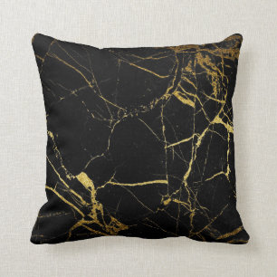 Coussin Marbre pointu de noir et d'or