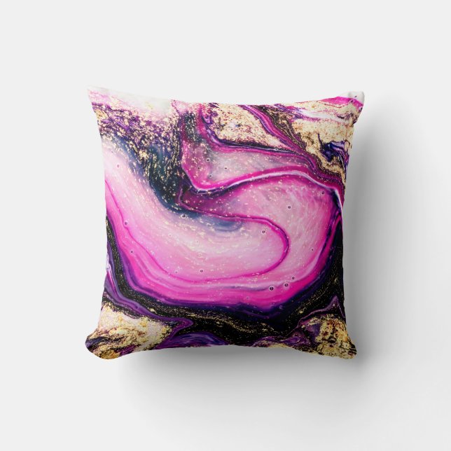 Coussin Marbre pourpre avec parties scintillant or (Recto)