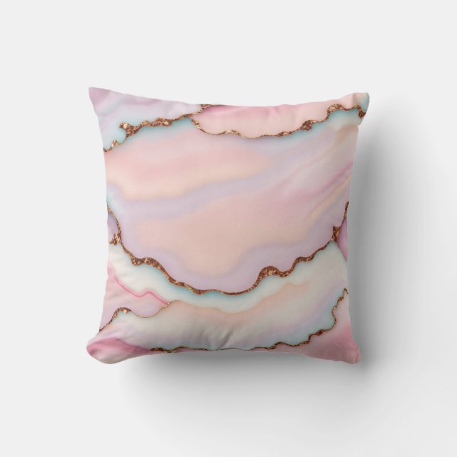 Coussin Marbre rose clair Agate Collection moderne (Recto)