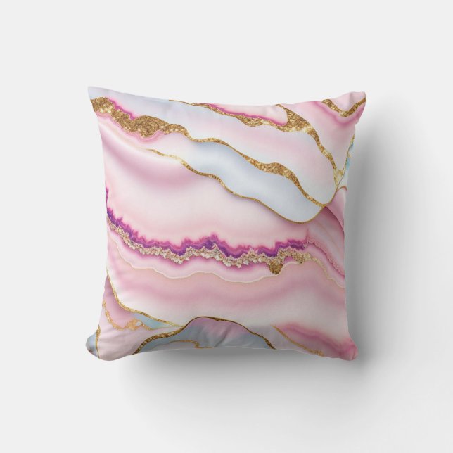 Coussin Marbre rose clair Agate Collection tendance (Recto)