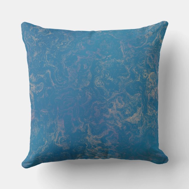 Coussin marbre rose et bleu abstrait (Verso)