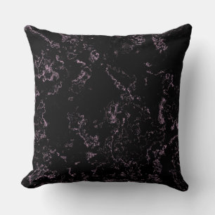 Coussin Marbre rose et noir abstrait