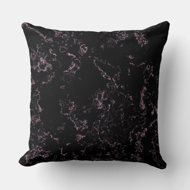 Coussin Marbre rose et noir abstrait (Recto)