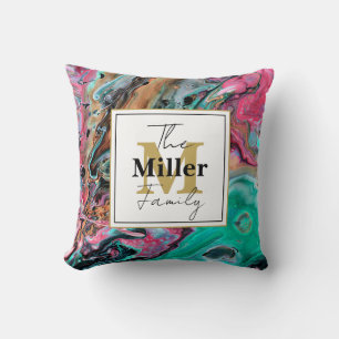 Coussin Marbre rose et vert personnalisé