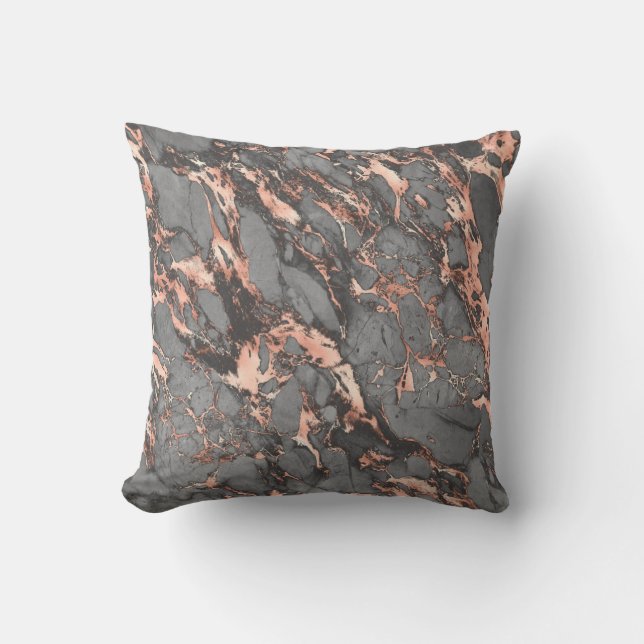 Coussin Marbre rose gris or design moderne (Recto)
