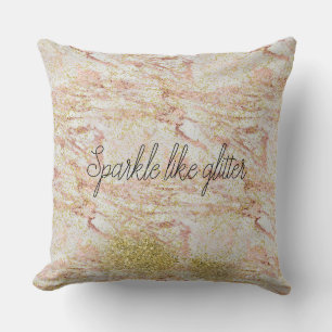 Coussin Marbre rose or Confetti Faux Parties scintillant