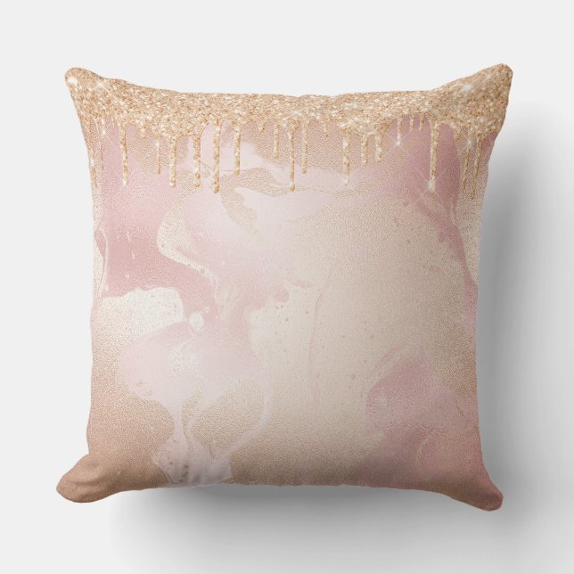 Coussin Marbre Rosegold Blush avec Droplets Parties scinti (Recto)