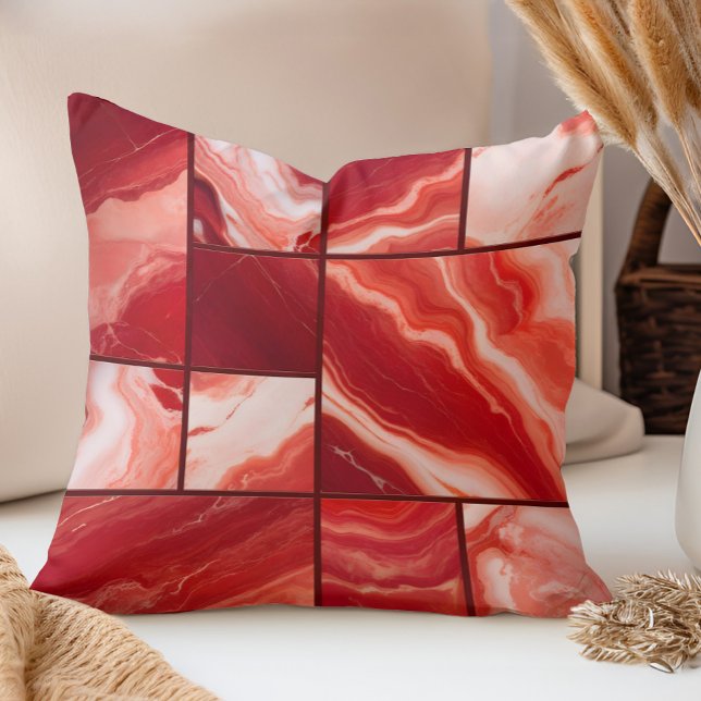 Coussin Marbre rouge Art géométrique (Créateur téléchargé)