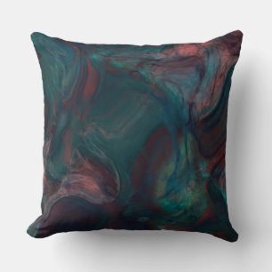 Coussin marbre rouge, bleu, turquoise et violet abstrait