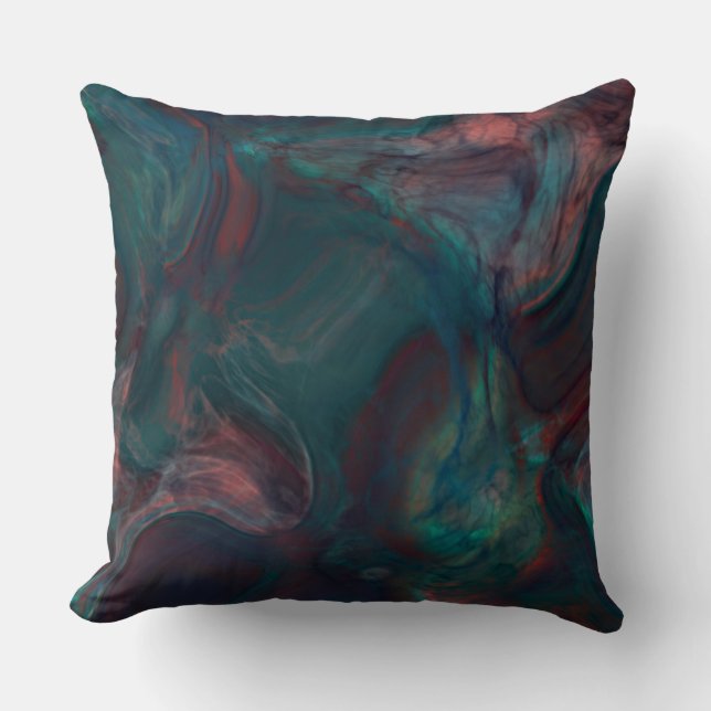Coussin marbre rouge, bleu, turquoise et violet abstrait (Recto)