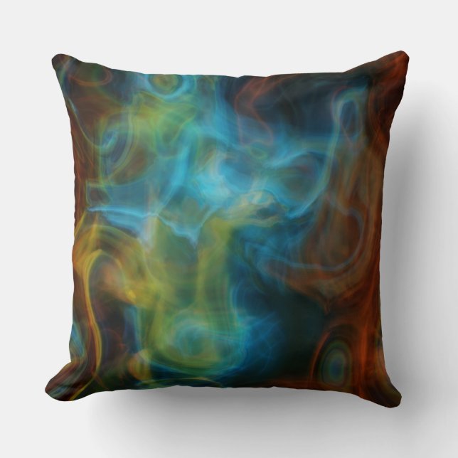 Coussin marbre rouge et bleu turquoise abstrait (Recto)