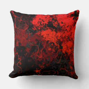 Coussin Marbre rouge, noir et gris Abstrait