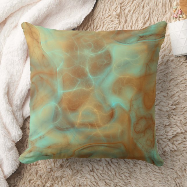 Coussin Marbre rouille et turquoise abstrait (Couverture)