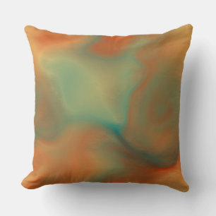 Coussin Marbre rouille et turquoise abstrait