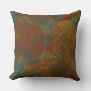 Coussin Marbre rouille et turquoise abstrait 4