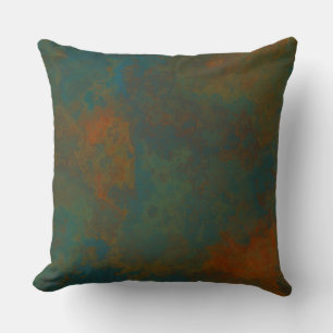Coussin Marbre rouille et turquoise abstrait 4