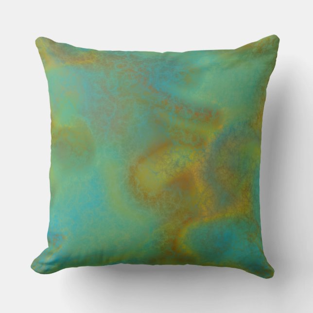 Coussin Marbre rouille et turquoise abstrait 6 (Recto)