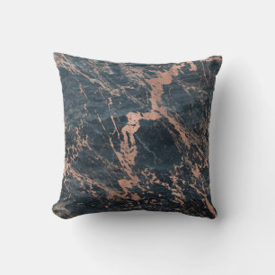 Coussin Marbre Rustique Brumeux Bleu et Rose Or Rose Glam