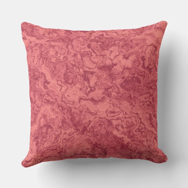 Coussin Marbre Saumon rouge abstrait (Verso)