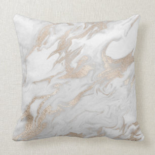 Coussin Marbre titanique en ivoire nacré de blanc gris