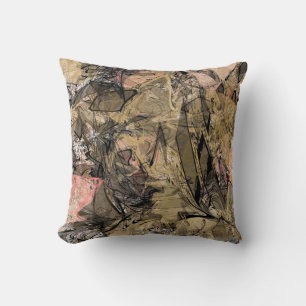 Coussin Marbre Tourbillon Abstrait Or Rose Noir Moderne