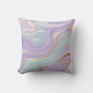 Coussin Marbre Tourbillon Lavande Menthe Or