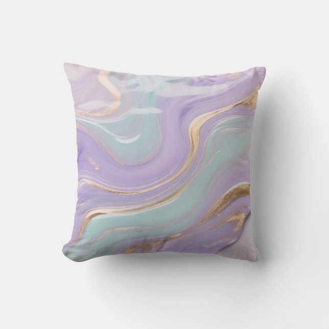 Coussin Marbre Tourbillon Lavande Menthe Or (Recto)