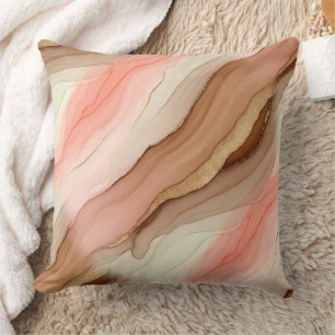 Coussin Marbre Veine d'Or Terracotta - Luxe Chaud (2)