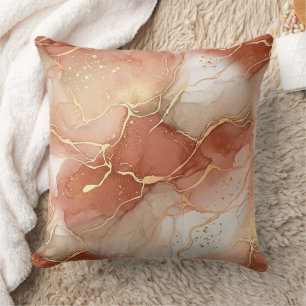 Coussin Marbre Veine d'Or Terracotta - Luxe Chaud (9)