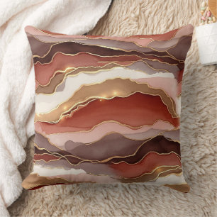 Coussin Marbre Veine Dorée Terracotta - Luxe Chaud (7)