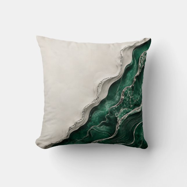 Coussin Marbre Vert Emeraude Décor Abstrait Art de la Natu (Recto)