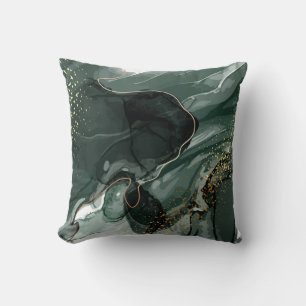 Coussin Marbre vert émeraude et or, Arrière - plan marbré